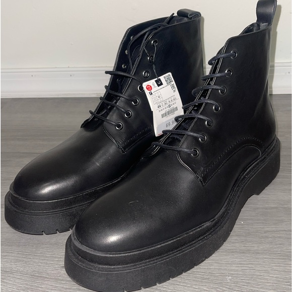 Black Faux Leather Zara Boots main image 6